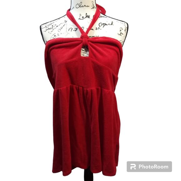 Wild Fable Red Towel Terry Romper Halter Beach Cover Casual Size JR L XXL - Picture 2 of 12